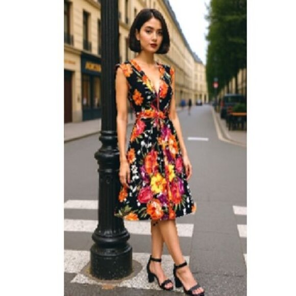 Maille Demoiselle Paris Smarty Knot Front Dress Criss-Cross Sleeveless Size US 6 - Picture 1 of 15